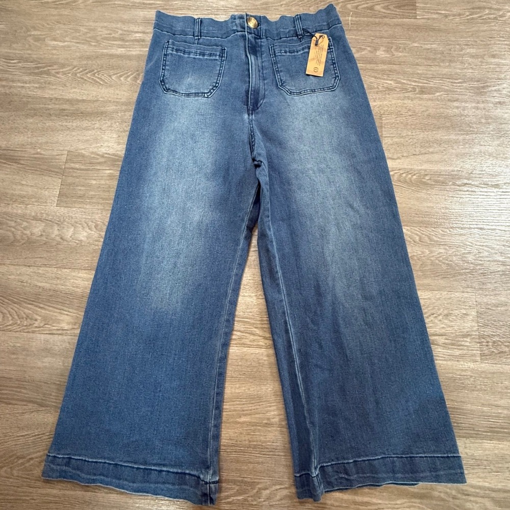 Our Republic For All Womens Wide Leg Jeans Medium Wash Patch Pockets Size 16 NWT